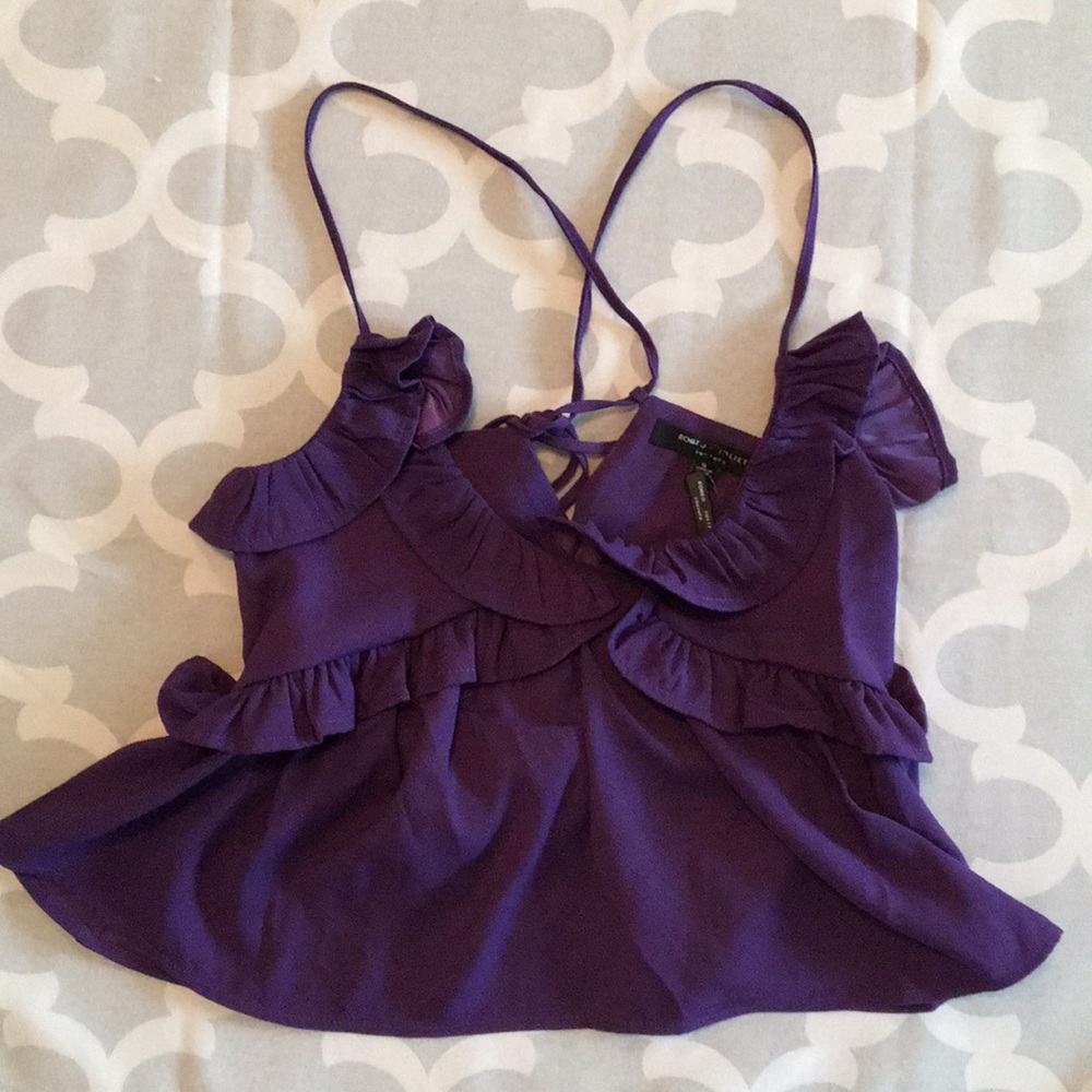 Romeo & Juliet purple ruffle babydoll strappy top